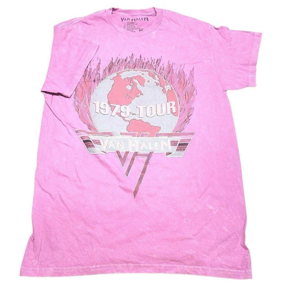 Pink Stone Acid Wash Van Halen 1979 Tour Band Tee N0559